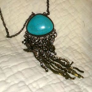 1920's flapper style turquoise and bronze